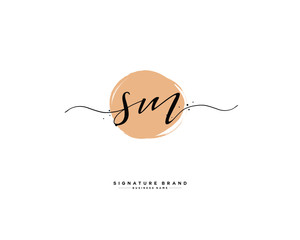 S M SM initial logo handwriting  template vector