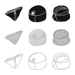 Vector design of products  and cooking logo. Collection of products  and appetizer stock symbol for web.