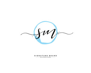 S M SM initial logo handwriting  template vector