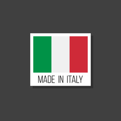 made in italy, vector sticker with italian flag