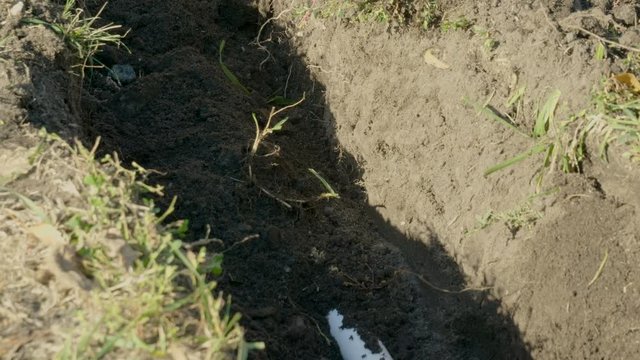 Making of automatic system for watering plants and lawn in the garden. 4K
