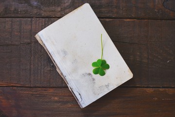 Clovers on wood table