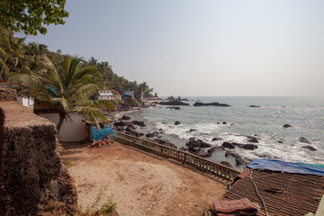 Naklejka premium beach with umbrellas