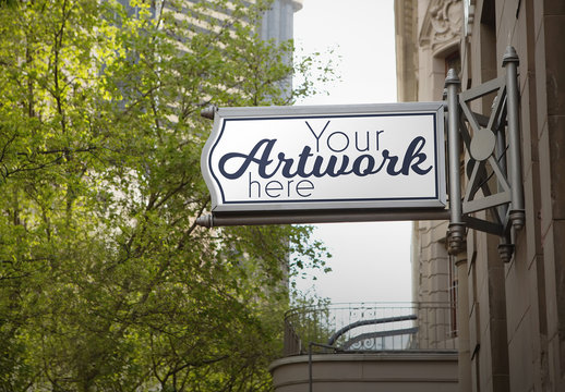 Vintage Metal Sign on a Building Mockup