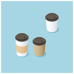 Isometric coffee cup for take away 