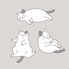 Cartoon cute cat sleeping vector.