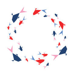 Vector round ornament for card with fishes