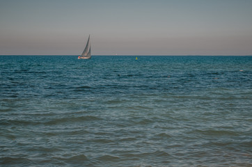 A sailboat sailing