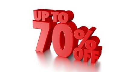 3d Sign on White Background, Special Discount Tag, Sale Up to 70 Percent Off, Banner, Advertising, Badge, Emblem, Web Icon