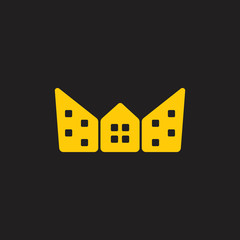 city building crown design logo vector
