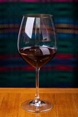 Wine glasses in a restaurant.