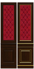 Classic wooden panel and veneer and patina gold, 3d rendering.