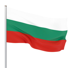 Bulgaria flag blowing in the wind. Background texture. Isolated on white. Sofia, Bulgaria. 3d rendering, wave. - Illustration