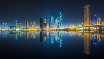 Obraz na płótnie Canvas Panoramic view of Dubai Business bay, UAE