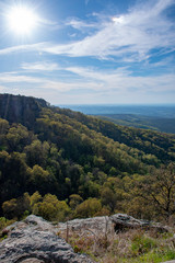 Fototapeta premium View of the valley from the top of a mountain in Ozarks, Arkansas