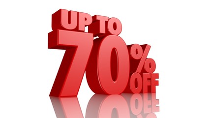 3d Sign on White Background, Special Discount Tag, Sale Up to 70 Percent Off, Banner, Advertising, Badge, Emblem, Web Icon