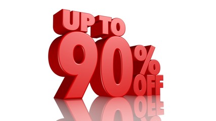 3d Sign on White Background, Special Discount Tag, Sale Up to 90 Percent Off, Banner, Advertising, Badge, Emblem, Web Icon