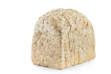 slice of bread wheat isolated on white background, selective focus (detailed close-up shot) 