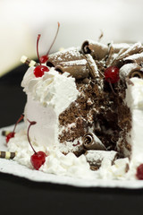 chocolate cake with cherries