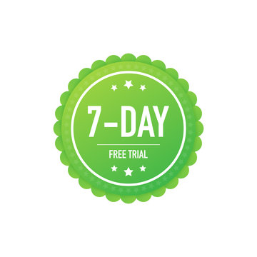 7 days free trial label, badge, sticker. Software promotions for free downloads. It can be used for application. Vector illustration.