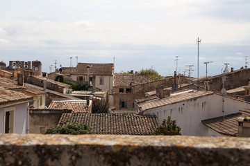 Obraz premium detail aufnahmen der burg aigues mortes, camargue, frankreich