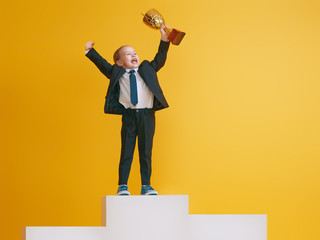 Little child is winner. - obrazy, fototapety, plakaty