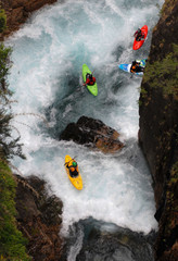 kayaker in waterfall