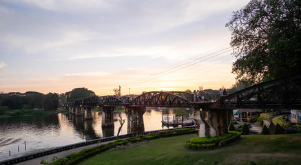 Fototapeta na wymiar Kanchanaburi, Thailand-May 26, 2018, The Bridge of the River Kwai, Kanchanaburi, Thailand.