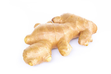 Fresh ginger root with sliced islolated on white background for herb and medical product concept