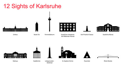 12 Sights of Karlsruhe - obrazy, fototapety, plakaty