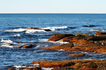 A Beautiful Rocky Shore Line in York, Maine, USA 