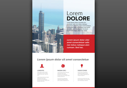 Flyer with Building Photo and Red Accents