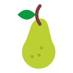 Pear fruit isolated flat