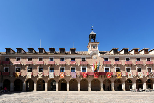 Main Square of Oca&ntilde;a, Toledo province, Castilla La Mancha, Spain.