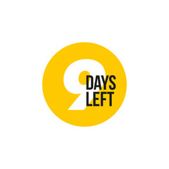 9 days left. Vector emblem with the number of days remaining