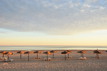 sunset at Monte Gordo beach, Algarve, Portugal