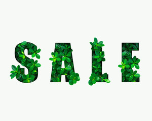  Word SALE from green leaves