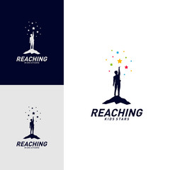 Children Stars Logo Design Concept. Reaching Dream star logo. Colorful, Creative Symbol, Icon