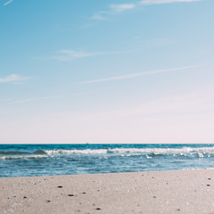Summer sand beach and seashore waves background