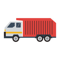 Garbage truck vehicle isolated flat