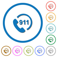 Emergency call 911 icons with shadows and outlines