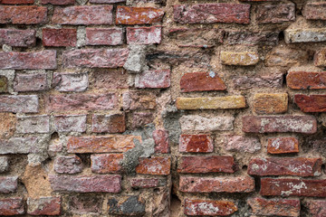 Old red brick wall, texture, background