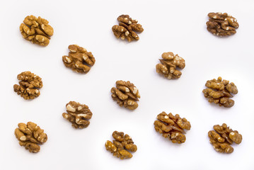 walnuts, white background