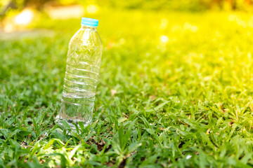 Bottle water made to plastic on  background.Using wallpaper for package or product copy space