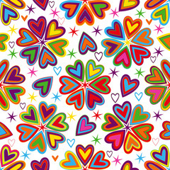 Valentine pattern with colorful vintage hearts