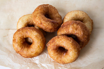 donut, donut classic, donut according to an old recipe, Ukrainian donuts. Fried Donuts View from above