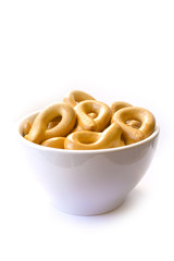 bagels in a plate, white background