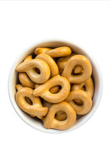 bagels in a plate, white background
