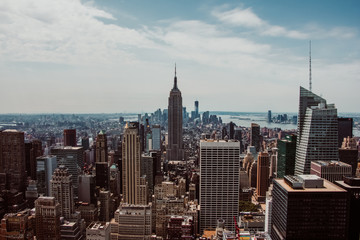 Fototapeta na wymiar New York skyline from high skyscrape in the morning. Travel photography