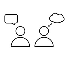 Speech bubble user outline icon. 